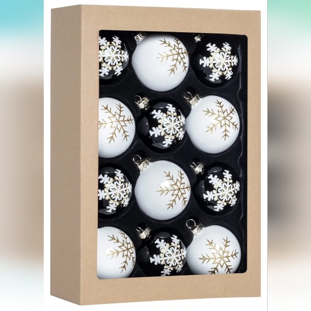 12PCS Christmas Decoration, Colorful Glass Balls Ornaments -NIB